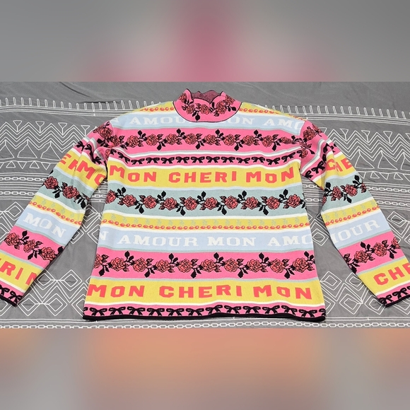 Maeve Sweaters - Maeve Fanciful Mon Cheri Mock Neck Sweater Size Small